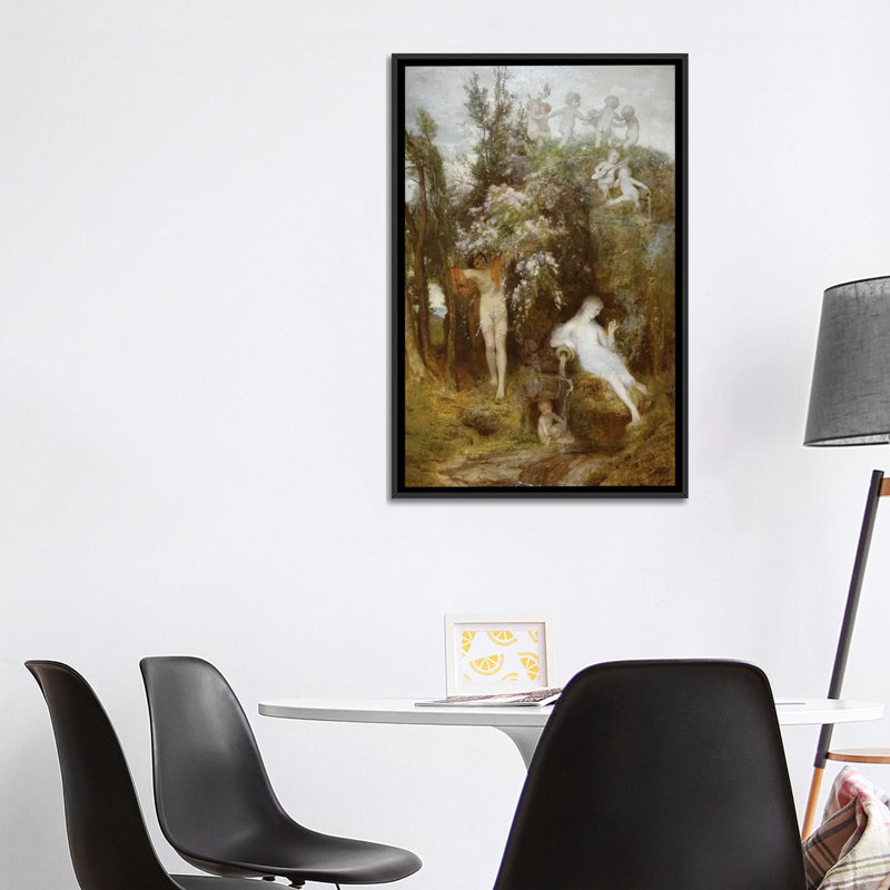 «Love Spring» - ABQ76, H 40 po x l 26 po, Noir, Impression sur toile flottante sans passe-partout