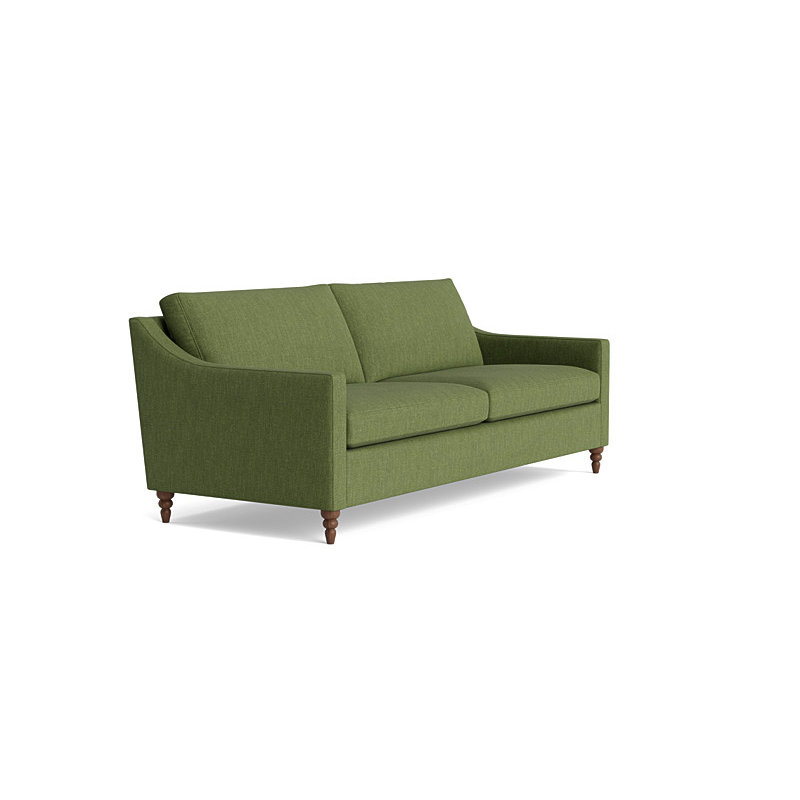 Vera Sofa (85"), Walnut Finish (Turned), Performance Weave - Basil