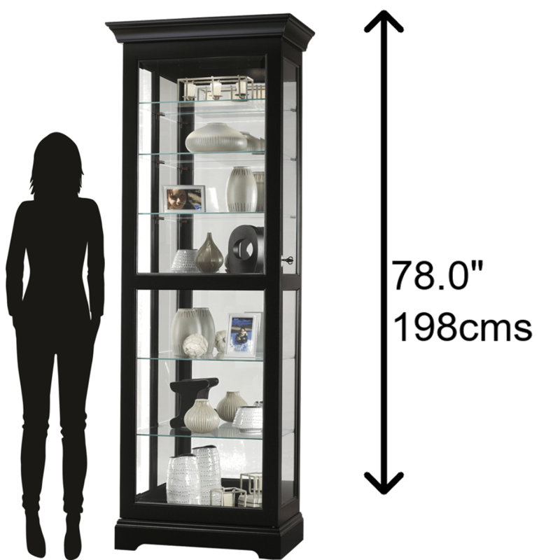 Lighted Curio Cabinet, Black Satin