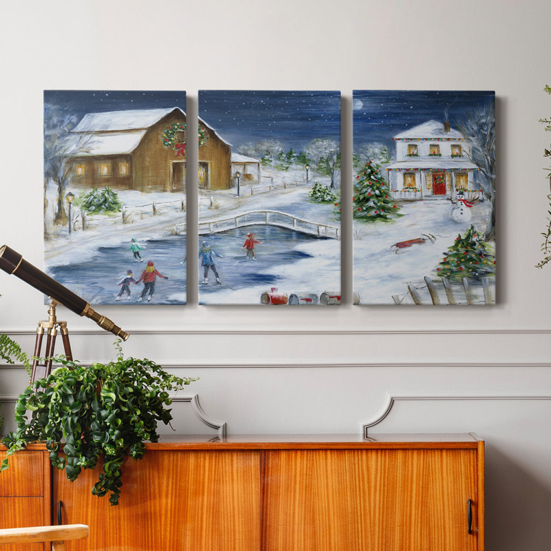 Winter Wonderland - Toile tendue avec châssis de qualité supérieure - Prêt à être accroché, H 48 po x l 96 po x P 1 po
