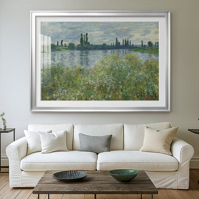 Spring by the Seine (Printemps au bord de la Seine)-Claude Monet-Framed Print with Mat and glass-c. 1878
