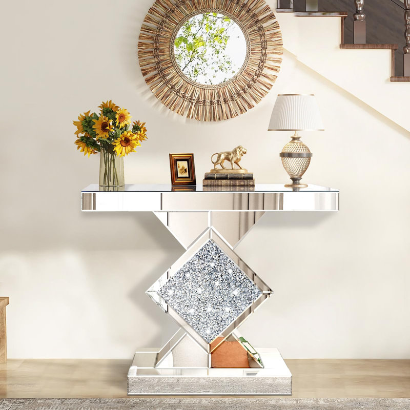 80cm Glass Top Console Table