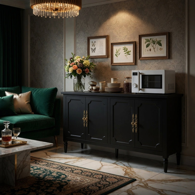 Buffet Farmhouse 59 "avec tablettes réglables, Black