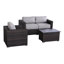 Ensemble de 3 sièges d'extérieur entièrement assemblés avec coussins gris épais de 5 pouces, housses tissées à la main, amovibles, dossiers inclinés confortables, ensemble de patio 3 pieds sans assemblage requis, structure et hydrofuge