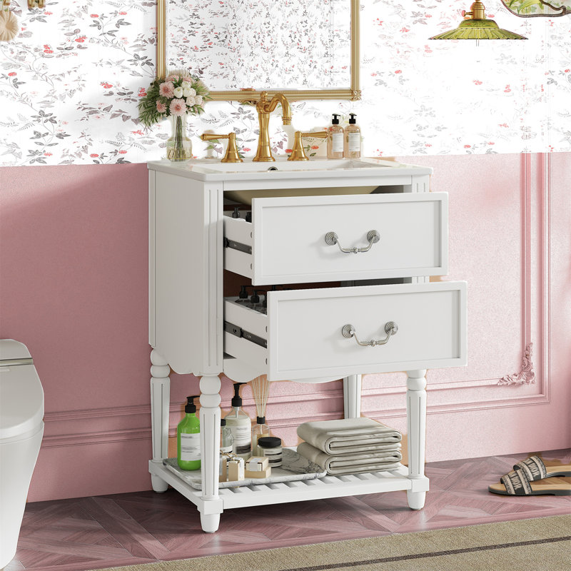 Meuble-lavabo 24 po Retro Palace, Blanc
