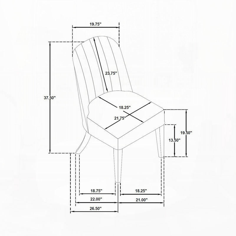 Ensemble de 2 chaises de salle à manger rembourrées en tissu, Noir / Crème, Noir / Crème