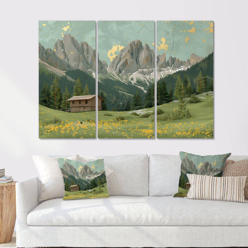 Ensemble de salon Dolomites Mountains Farm Landscape I - Farm Wall Art, Toile tendue, H 40 po x l 60 po x P 1 po