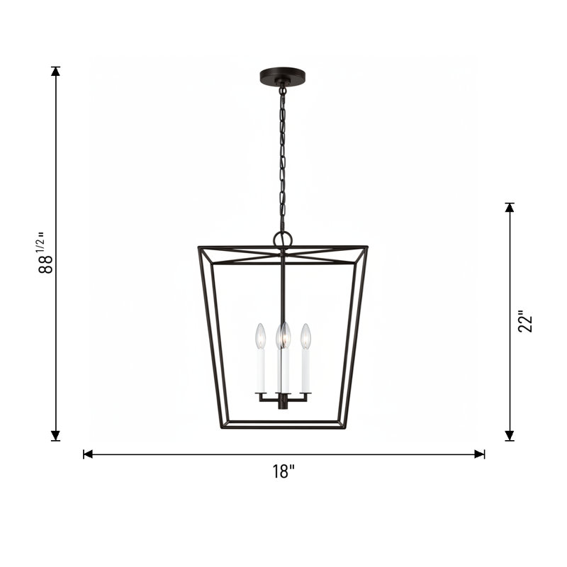 Ellen Degeneres Viota 4 Light Dining Room Entry Hallway Pendant, Casted Gild, 88.5" H x 18" W x 18" D