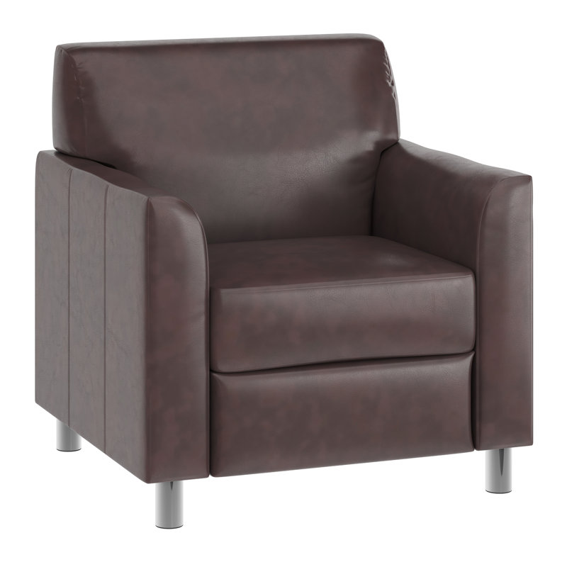 Chaise Adrey LeatherSoft avec structure aux coutures épurées, Brun, Chrome chrome