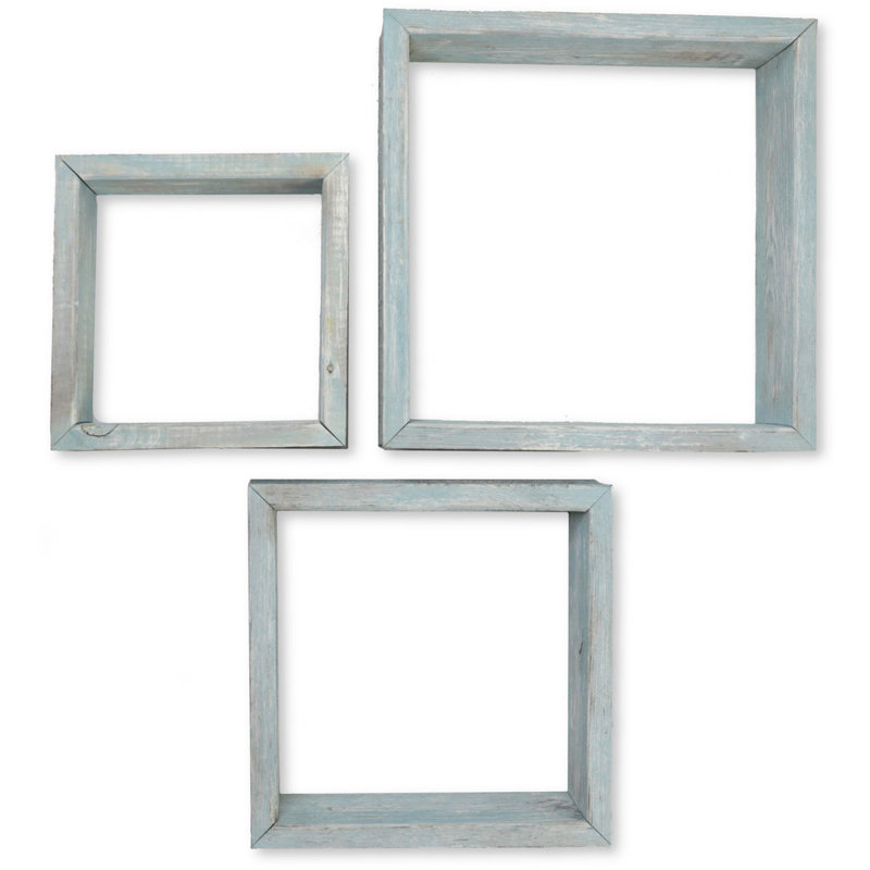 Square Cube Shelf with Adjustable Shelves, Driftwood Blue