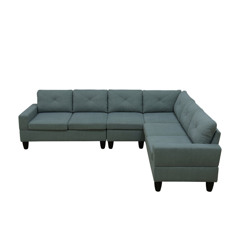 Canapé modulaire en L 95,5 po Antania, Microfibre / microsuade vert clair