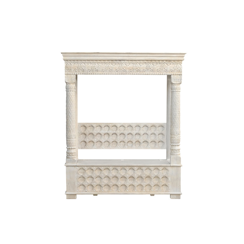 Berlene Carved Solid Wood Hall Tree Bench, White
