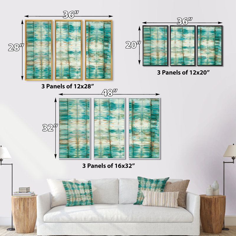 Blue Diamonds Minimal Geometric II - ensemble d'art moderne encadré sur toile Mid-Century, H 28 po x l 36 po x P 1 po