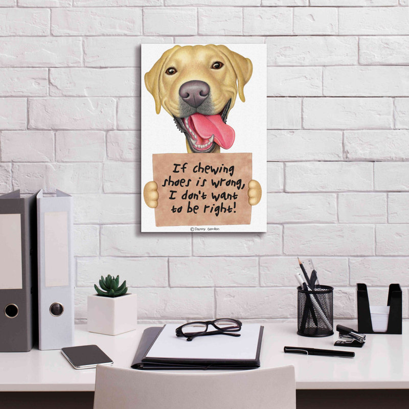 «Yellow Lab tenant sign» par Danny Gordon, art mural sur toile, H 18 po x l 12 po x P 0,75 po
