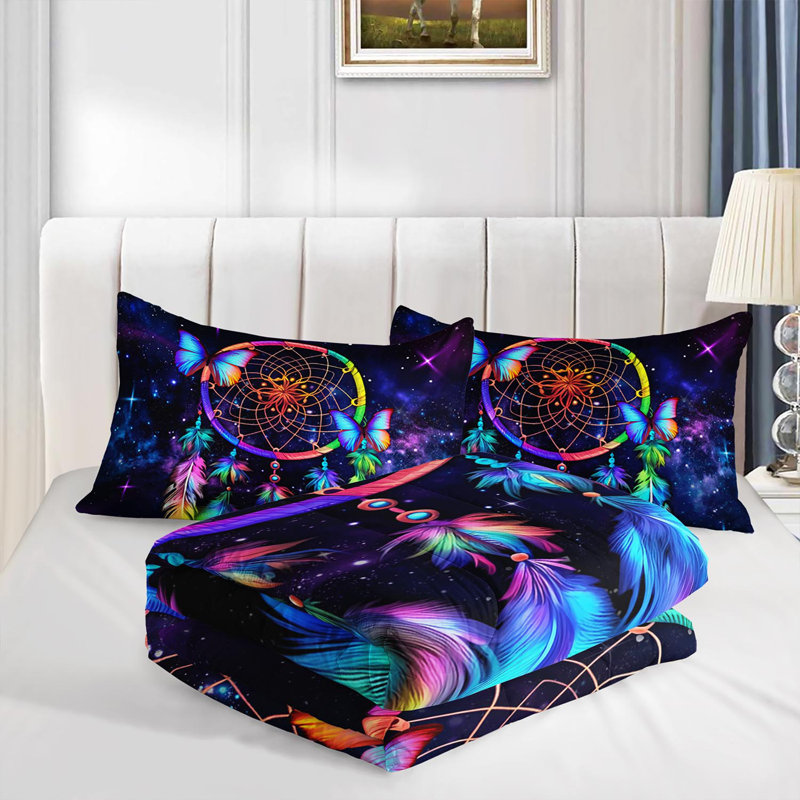 Ensemble d'édredon Dream Catcher Galaxy, ensemble de literie bohème avec 2 taies d'oreiller, literie douce et lavable à la machine, édredon toutes saisons pour le décor