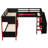 L-Shaped Twin Bunk Bed with Gaming Loft, Built-in Desk, Shelves & LED Lights
