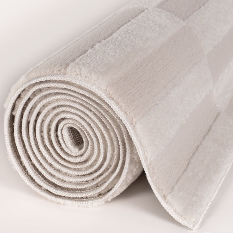 Loft Modern Striped Living Room Area Rug and Runner Soft Pile, Ivory, Rectangle 80 x 150 cm