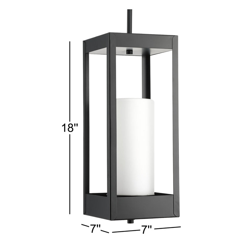 Lanterne suspendue d'extérieur noir mat à 1 ampoule Saida, H 18 po x l 7 po x p 7 po