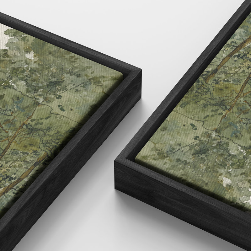 «Peaceful Forest Canal with Sunlit Trees», reproduction d'art sur toile encadrée, H 60 po x l 30 po x P 1,5 po, Noir