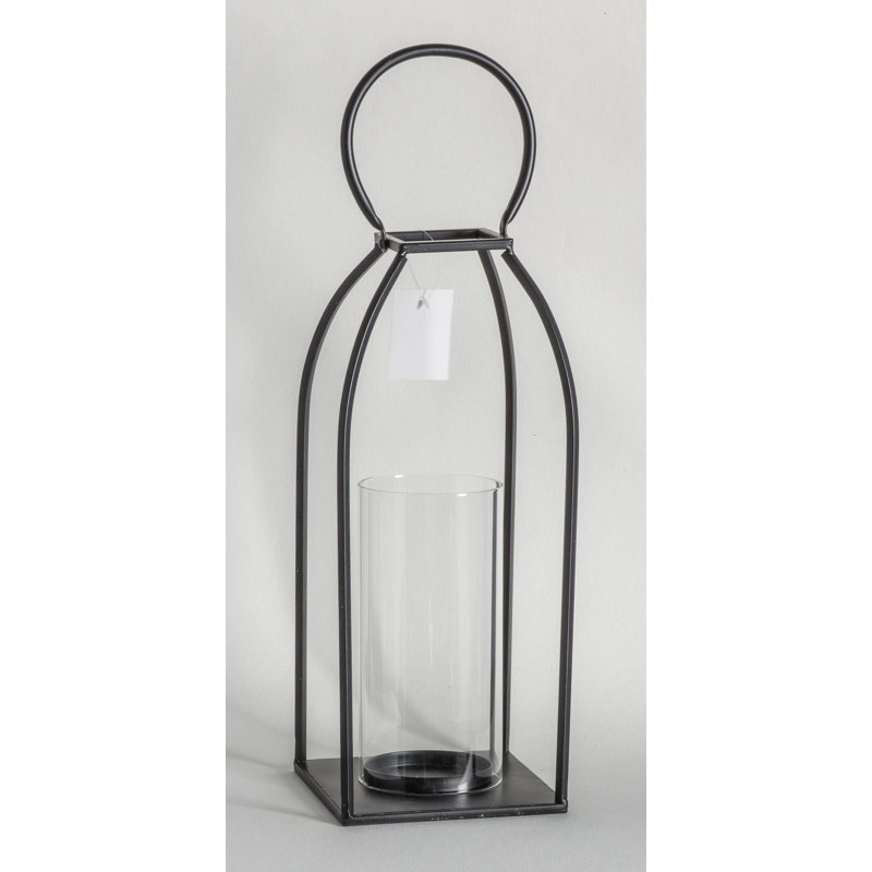 Alcora Glass Tabletop Lantern, 44cm H x 20cm W x 20cm D, Black