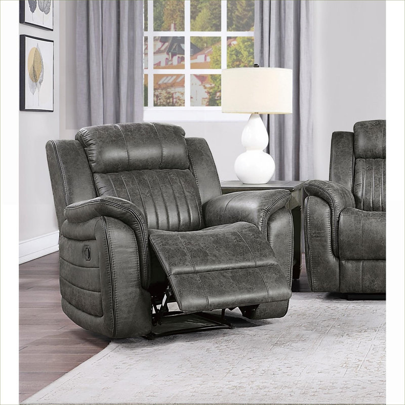 Fauteuil inclinable en microfibre gris neutre pour un salon confortable, style transitionnel