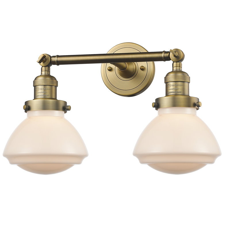 Éclairage pour salle de bain 2 lumières Chesterville, Ampoule DEL 6 watts Vinage, Blanc mat, Laiton brossé