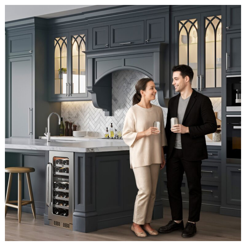 Whynter BSR-033SW 15 inch Built-ln 33 Bottle Undercounter Stainless Steel Wine Fridge with Reversible Door, Digital Control, Lock, and Carbon Filter