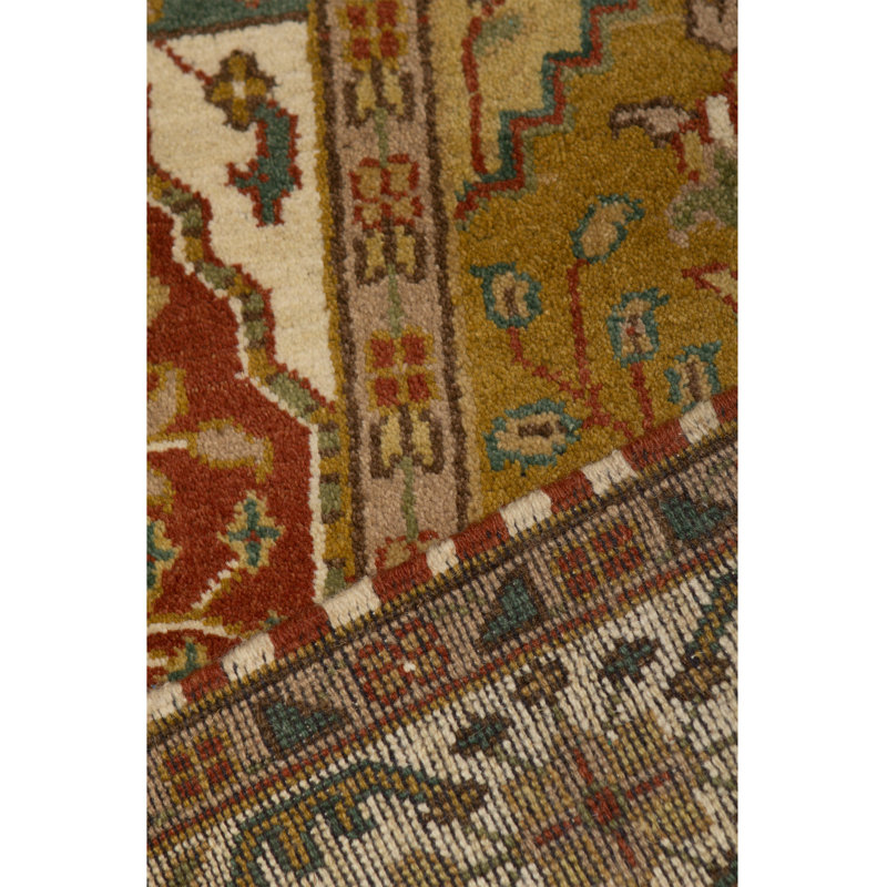 Tapis rouille et crème noué à la main de haute qualité
