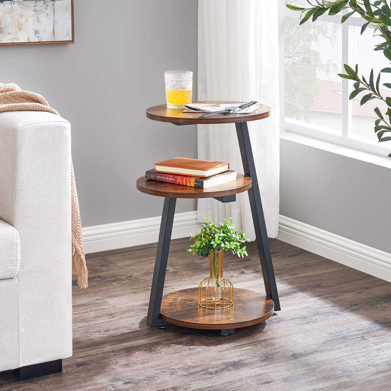 Herald End Table, Black, Rustic Brown