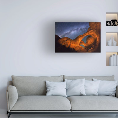Wrapped Canvas Wall Art - Royce Bair 'Eroded Arch Beauty' Wall Art for Living Room, Bedroom, or Office Décor  - 16x24