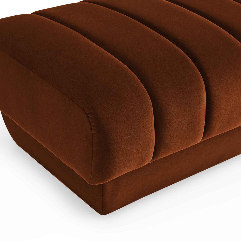87.9Cm Wide Velvet Square Footstool Ottoman, Curry Velvet