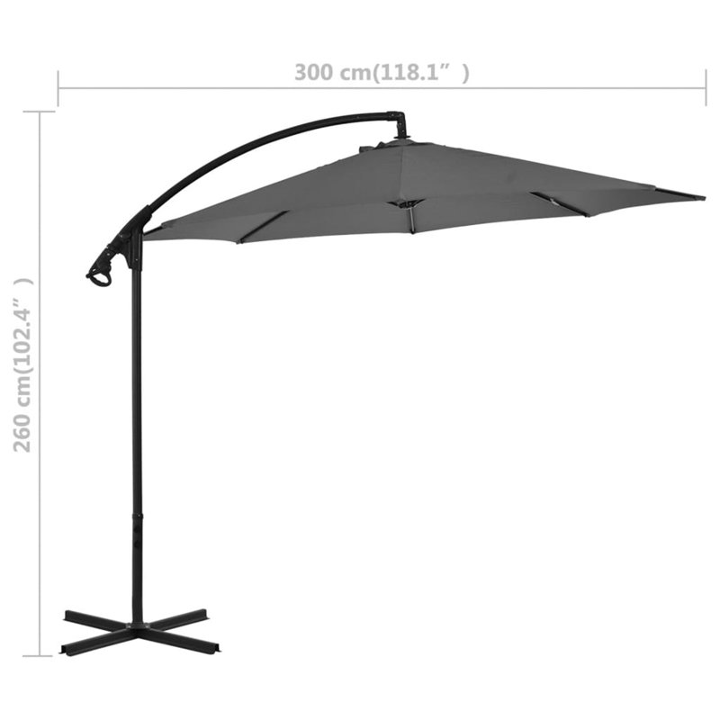 Meilani 300cm Cantilever Parasol, Anthracite