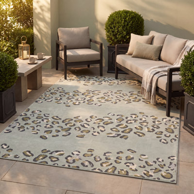 Tapis à poil court à motif de léopard à poils longs pour animaux de compagnie aller-retour à imprimé animal vert et gris Allerby
