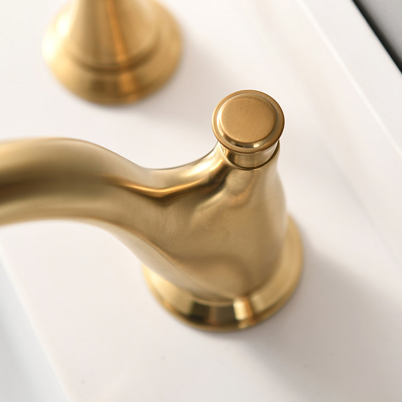 Robinet de salle de bain à large entraxe avec bonde, Or brossé