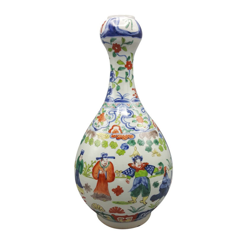 Chinese Vase Garlic Shaped Famile Vert