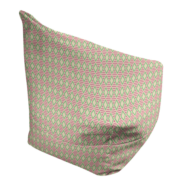 Sac de pois Leffel, H 38 po x L 42 po x P 29 po, Housse de pouf, Rose/vert/Ivoire