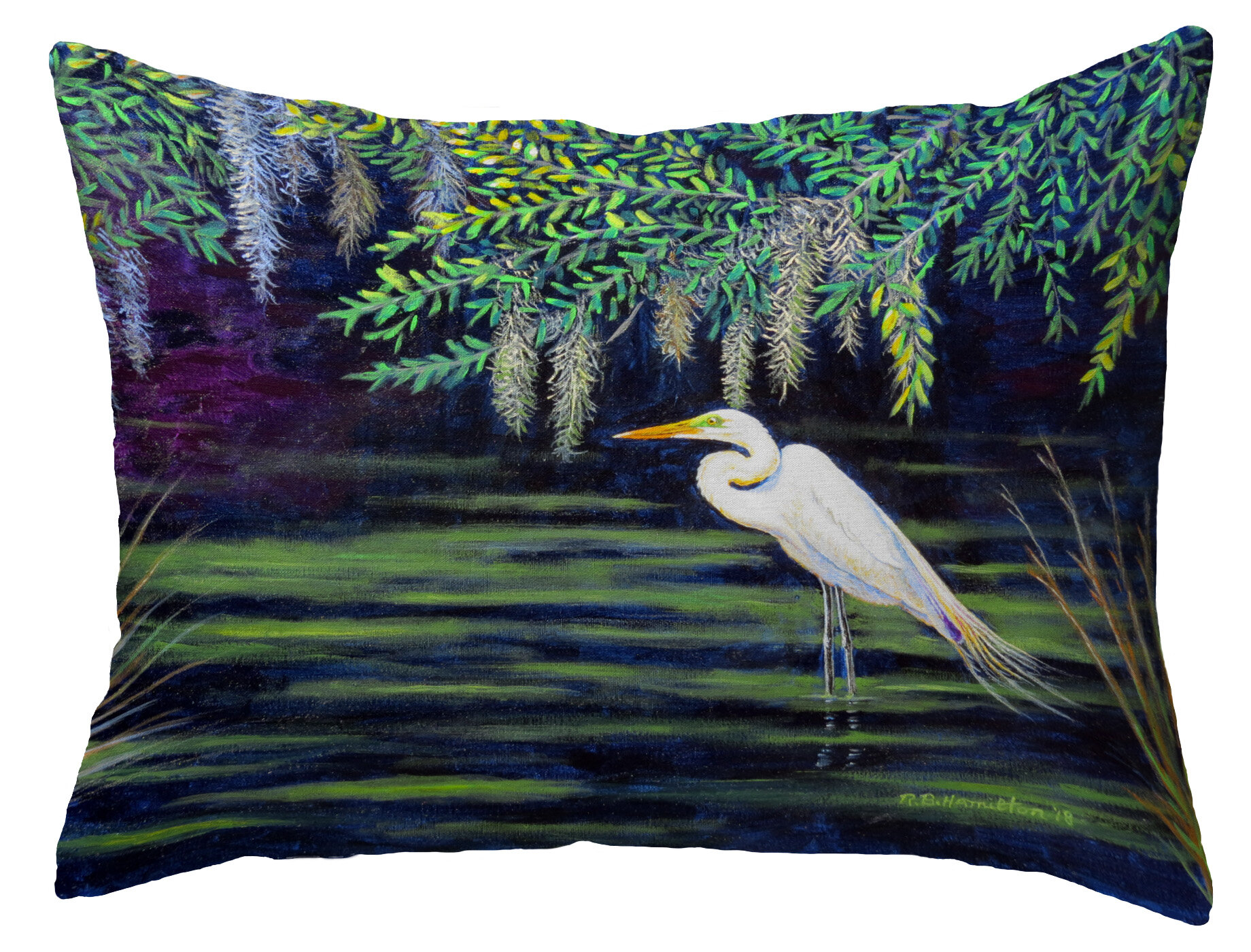 Betsy Drake Interiors Egret Lagoon Outdoor Rectangular Pillow Cover ...