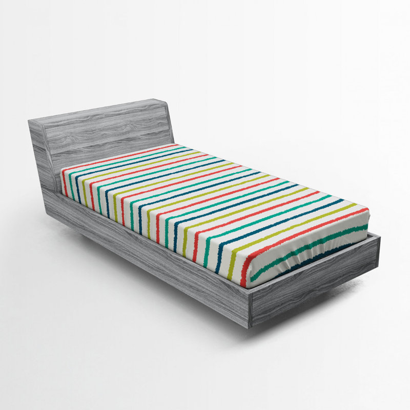 Twin XL Multicolor Striped Microfiber Fitted Sheet
