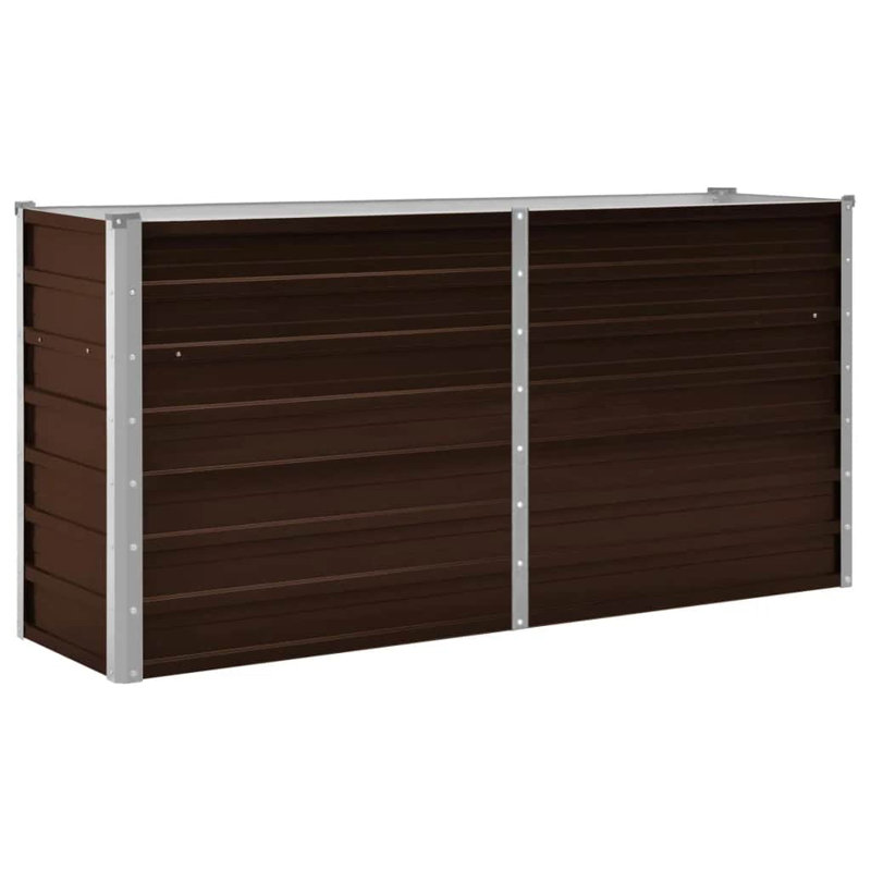 Raised Bed Brown Galvanized Steel Large Rectangular Modern Outdoor Garden