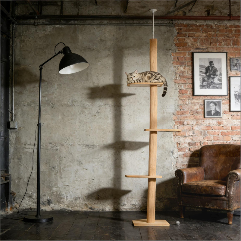Arbre à chat du sol au plafond, H 89,8 po x l 17 po x P 10,8 po, Brun