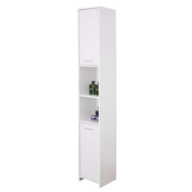 Carnahagh Versatile 77-Inch White Tall Storage Cabinet with 2 Doors and Adjustable Shelves, Linen Tower Cabinet, Bathroom Organizer and Storage, Kitchen Cabinet, Pantry Organizer, and Linen Closet