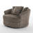 Ultra Plush Faux Rabbit Fur Oversized Swivel Barrel Chair with Three Pillows-1093111235