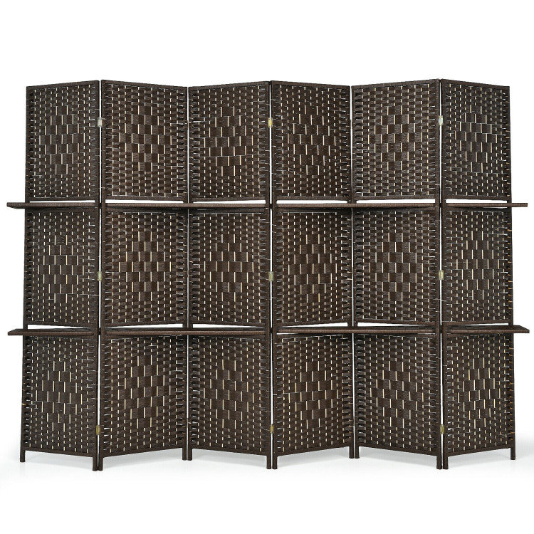 Paravent pliable en bambou / rotin à 6 panneaux l 71 po x H 71 po Rahema, Café