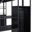 Lit mezzanine double en métal avec escalier de rangement et garde-robe-181065899