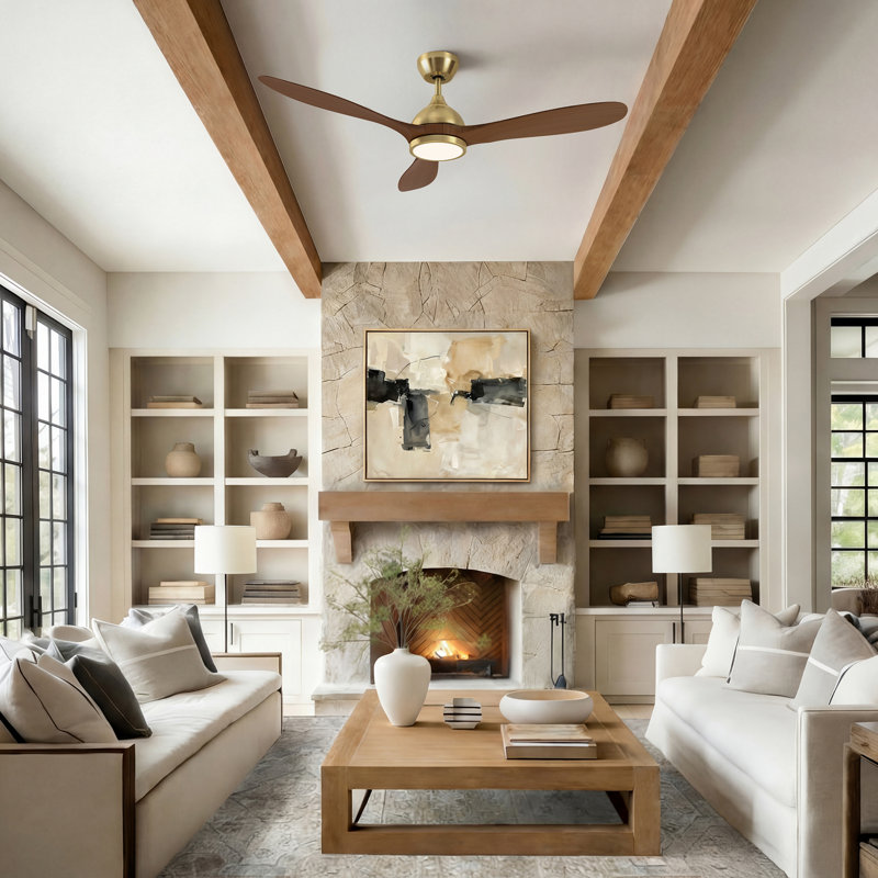 52" High-Airflow Ceiling Fan with Light - Quiet & Reversible DC Motor, 6-Speed Remote Control 3CCT Memory LED, Premium ABS Blade ﻿