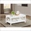 Table basse à plateau relevable de 44 pouces avec côtés en X et finition peinte en blanc pour une esthétique de maison de campagne moderne