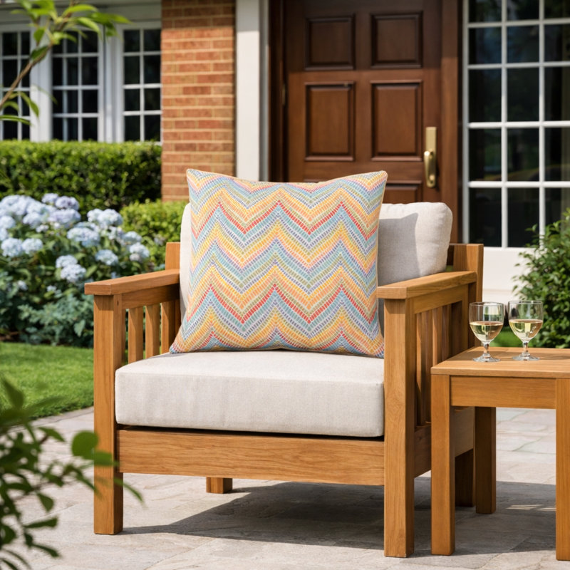 Ensemble de 2 coussins d'extérieur 18 "x 18", Chevron beige