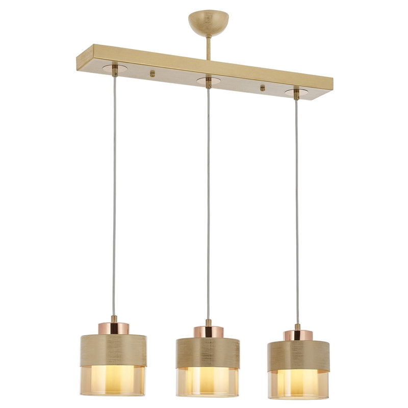 Modern Glam Chandelier, Cream Colour, 29.5 x 27.6 x 5.9 inches | Durable Metal Body with Glass Cap, 3 x E27 Sockets (Max 40W) | Stylish Scandinavian Design for Living Room, Dining Room & Entryway Decor