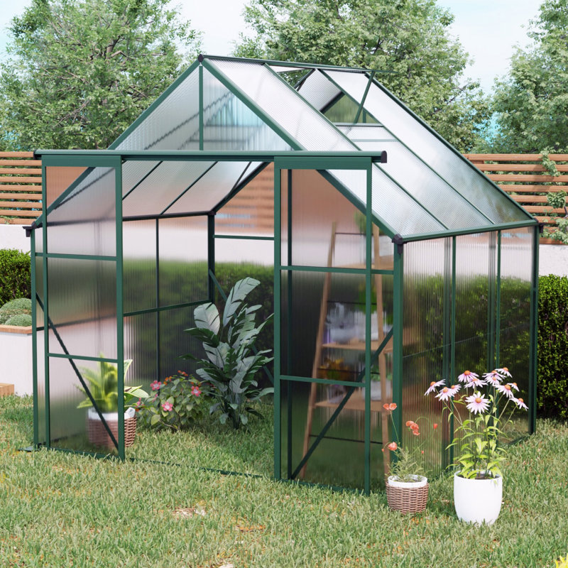 Green-Double Door Greenhouse, Walk-In Greenhouses For Outdoor, Green, 7.5' H x 7.9' W x 10.1' D