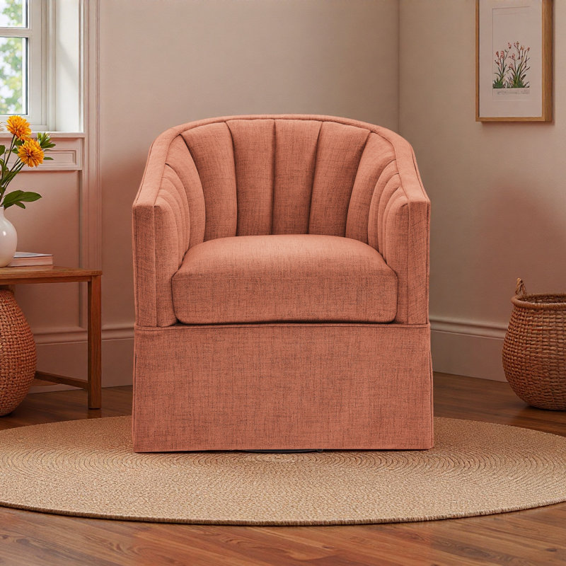 Fauteuil d'appoint pivotant avec jupe Solitude, Corail